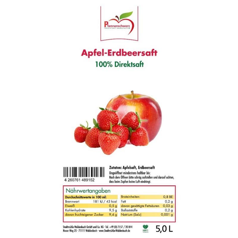 Apfel Erdbeersaft Etikett