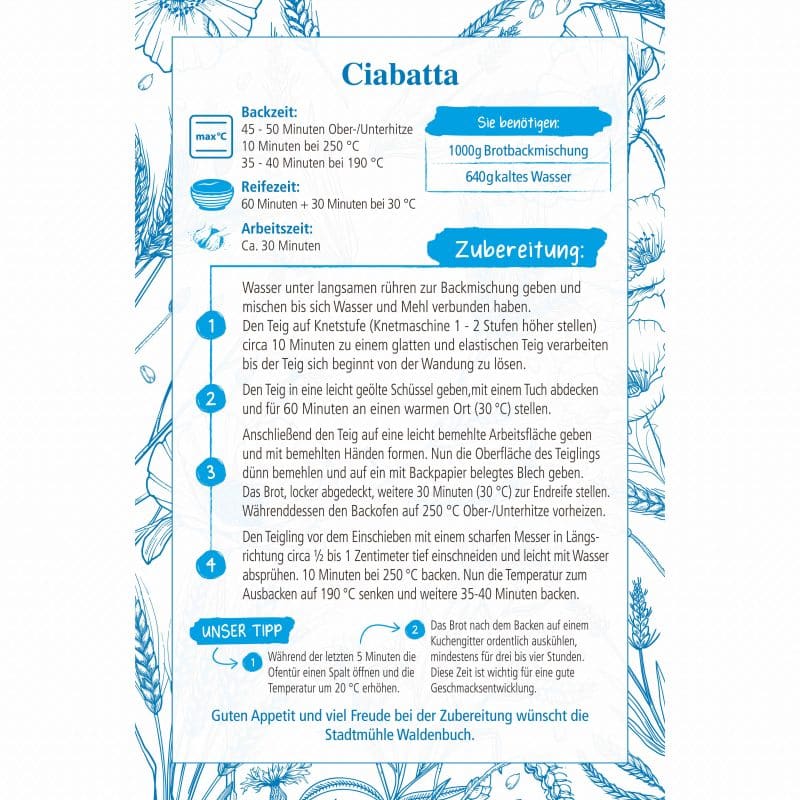 Ciabattabrot Brotbackmischung | Feinste Bäckerqualität – Detailbild 1 – jetzt kaufen bei Stadtmühle Waldenbuch