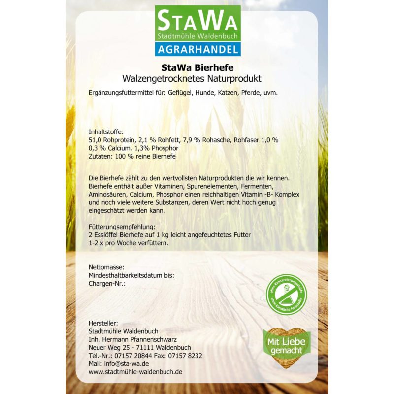 StaWa Bierhefe | 100% reines Naturprodukt | getrocknet, vollwertig, unextrahiert – Detailbild 1 – jetzt kaufen bei Stadtmühle Waldenbuch Onlineshop