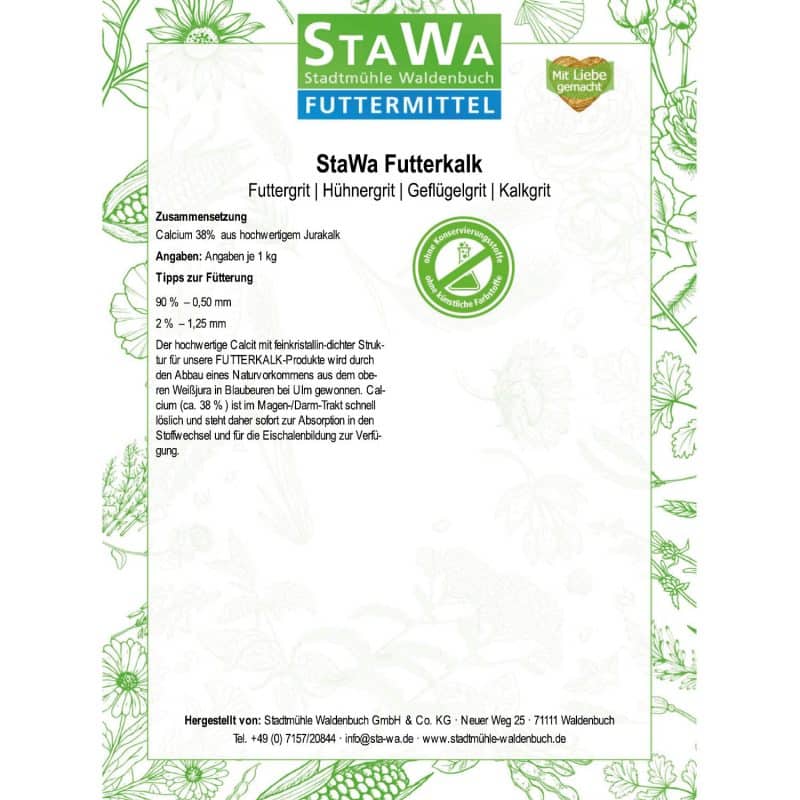 StaWa Futterkalk | Futtergrit | Hühnergrit | Geflügelgrit | Kalkgrit – Detailbild 1 – jetzt kaufen bei Stadtmühle Waldenbuch Onlineshop