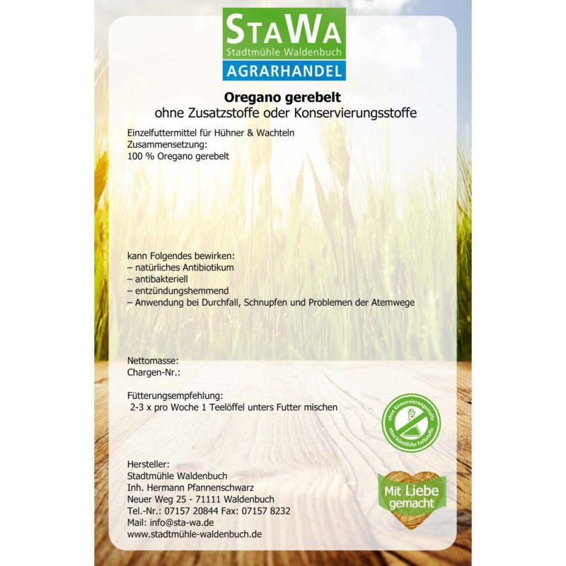 StaWa Kürbiskernmehl - für Hühner und Wachteln – jetzt kaufen bei Stadtmühle Waldenbuch