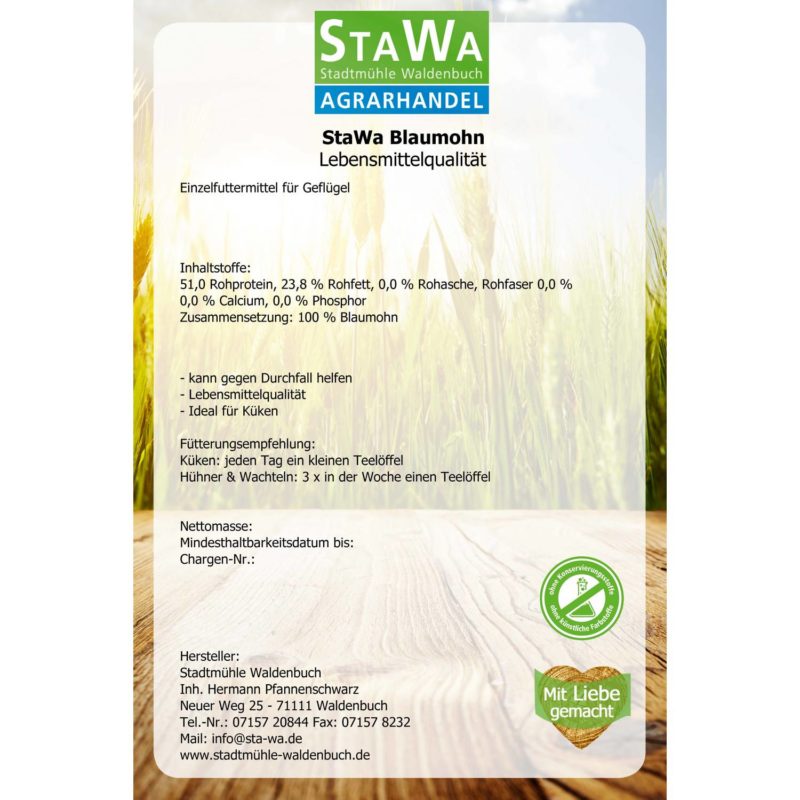 StaWa Blaumohn für Hühner und Wachteln – Detailbild 1 – jetzt kaufen bei Stadtmühle Waldenbuch