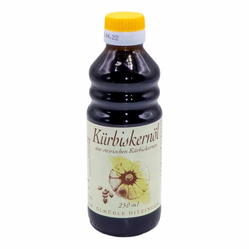 Ölmühle Ditzingen, Kürbiskernöl aus steirischen Kürbiskernen, schalenlos, 250 ml – jetzt kaufen bei Stadtmühle Waldenbuch