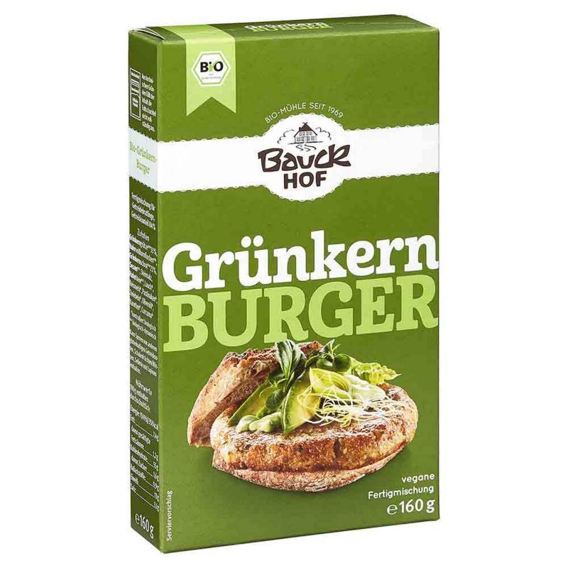Bauckhof Mühle, Bio Grünkern-Burger 160g – jetzt kaufen bei Stadtmühle Waldenbuch Onlineshop