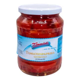 Glas Tomatenpaprika geviertelt