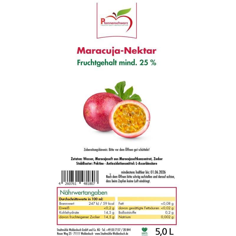 Maracuja-Nektar, 5L Bag in Box – Detailbild 2 – jetzt kaufen bei Stadtmühle Waldenbuch