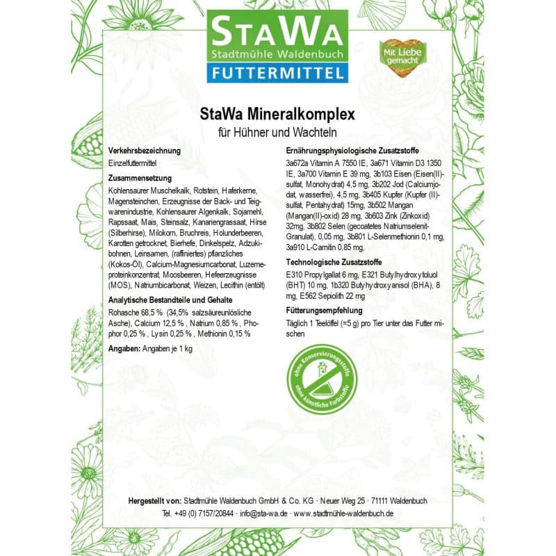 StaWa MineralKomplex für Hühner und Wachteln – Detailbild 2 – jetzt kaufen bei Stadtmühle Waldenbuch