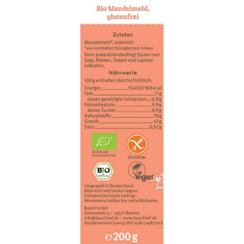 Bauckhof Bio Mandelmehl, glutenfrei 200g – Detailbild 1 – jetzt kaufen bei Stadtmühle Waldenbuch