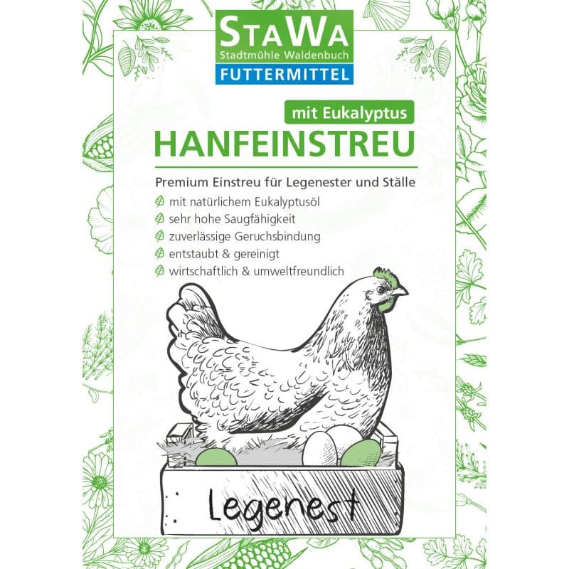 Hanfeinstreu Eukalyptus Produktetikett