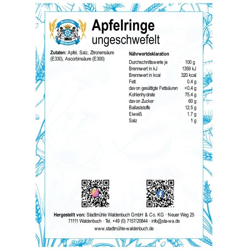 Apfelringe, ungeschwefelt – Detailbild 2 – jetzt kaufen bei Stadtmühle Waldenbuch