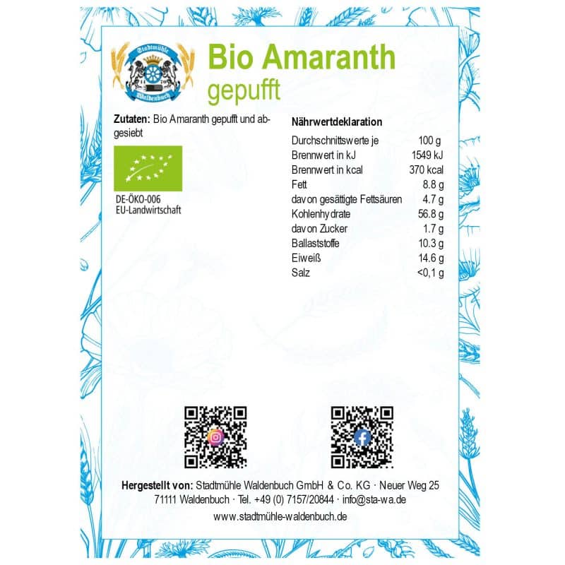 Bio Amaranth gepufft – Detailbild 2 – jetzt kaufen bei Stadtmühle Waldenbuch