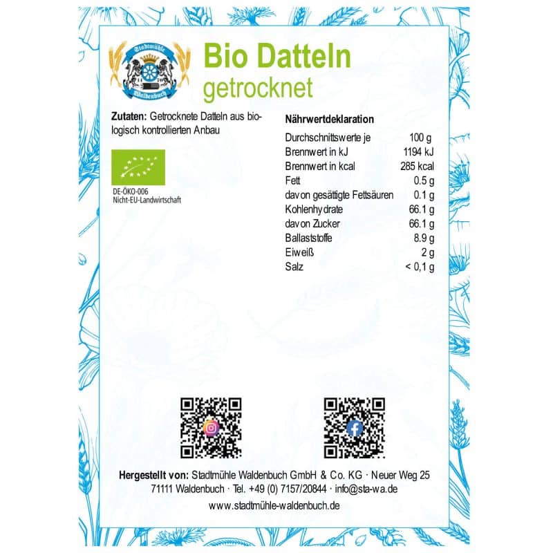 Bio Datteln – Detailbild 1 – jetzt kaufen bei Stadtmühle Waldenbuch