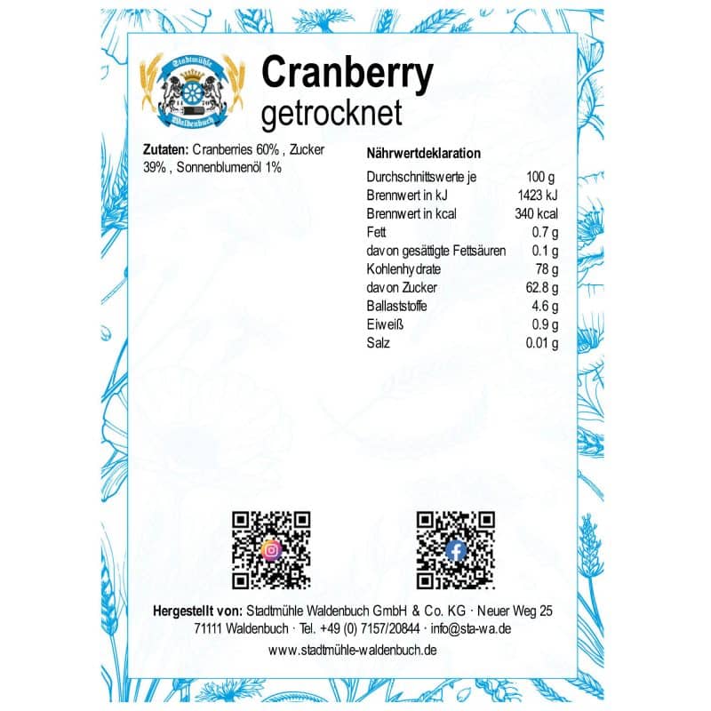 Cranberry getrocknet – Detailbild 2 – jetzt kaufen bei Stadtmühle Waldenbuch