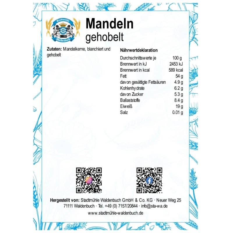 Mandeln gehobelt – Detailbild 1 – jetzt kaufen bei Stadtmühle Waldenbuch