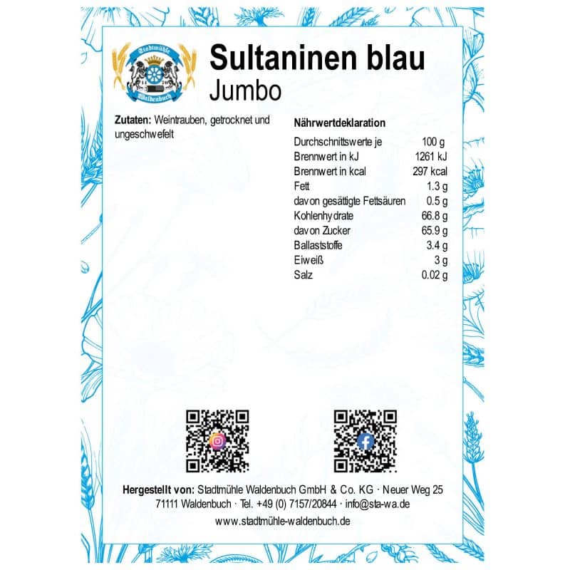 Sultaninen blau Jumbo – Detailbild 1 – jetzt kaufen bei Stadtmühle Waldenbuch