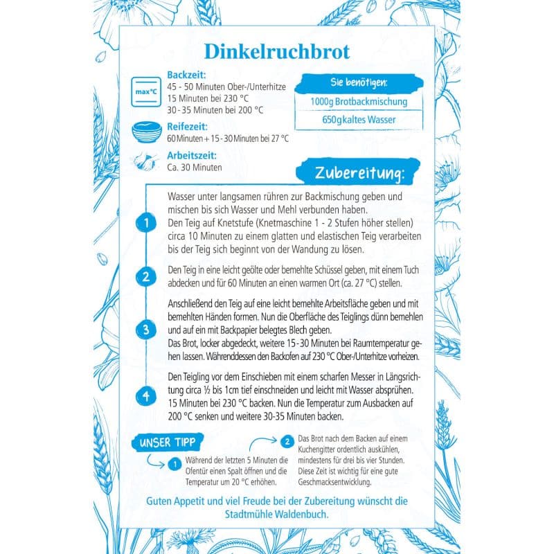 Dinkelruchbrot Brotbackmischung – Detailbild 1 – jetzt kaufen bei Stadtmühle Waldenbuch