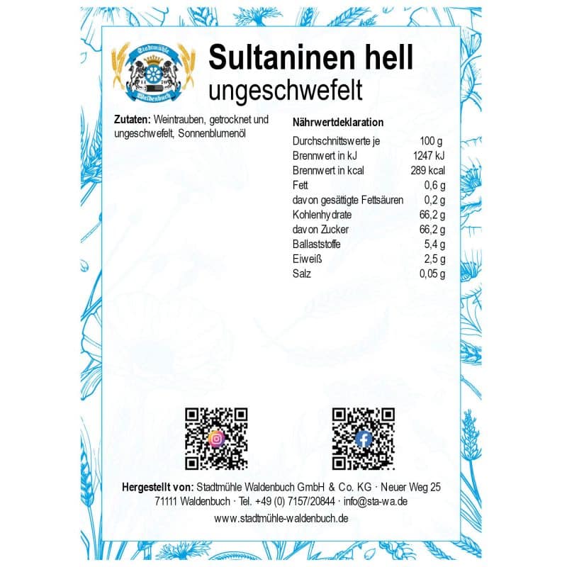 Sultaninen hell, ungeschwefelt – Detailbild 2 – jetzt kaufen bei Stadtmühle Waldenbuch
