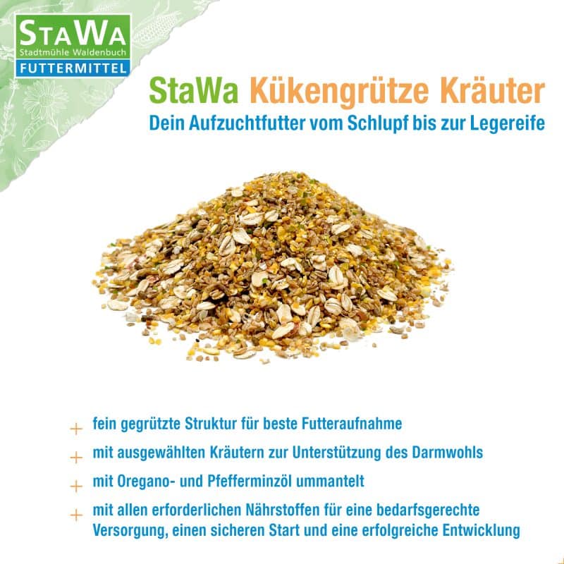 StaWa Kükengrütze Kräuter, Alleinfutter für Hühnerküken – Detailbild 2 – jetzt kaufen bei Stadtmühle Waldenbuch