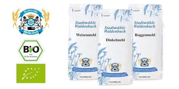Die Mehle und Backmischungen der Stadtmühle Waldenbuch, auch erhältlich in Bio-Qualität
